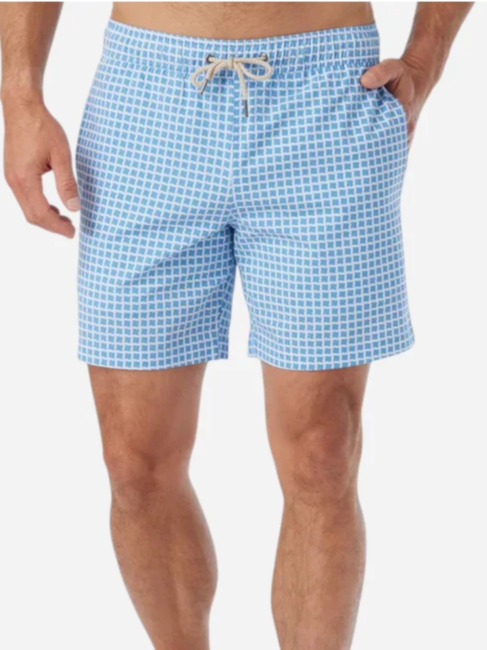 Fair Harbor The Bayberry Swim Trunks Shorts 6.5” Blue White Tiles Mens XL